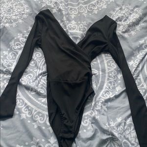 Black Cross-body bodysuit